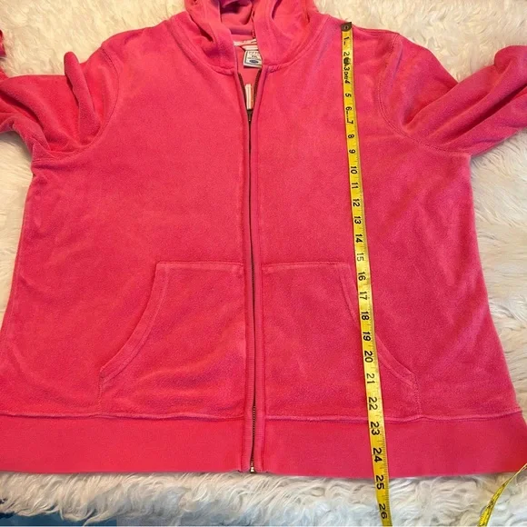 Vintage Old Navy Pink Terry Cloth Zip Up Hooded Jacket Perfect Fit XXL - Picture 7 of 9